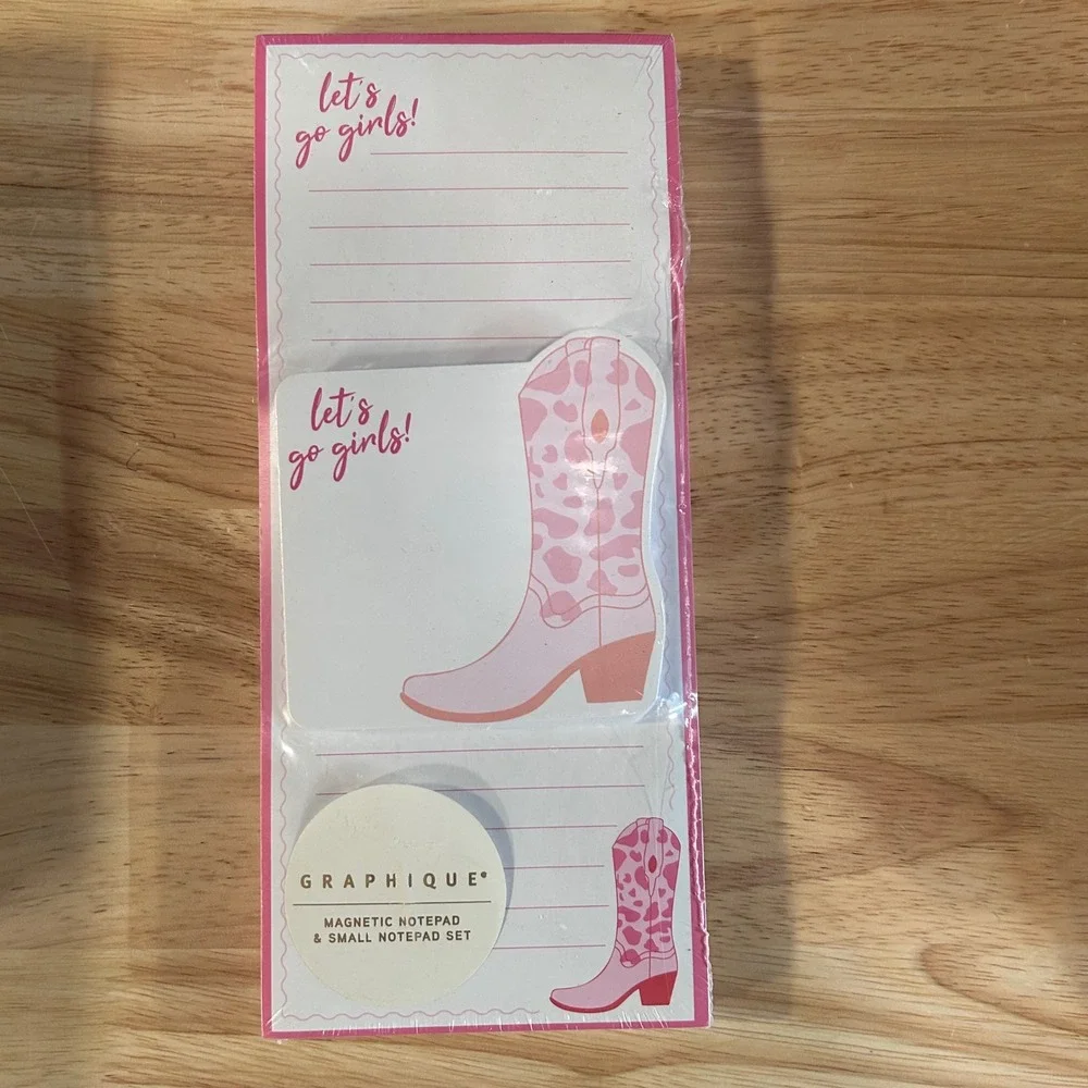 Graphique Magnetic‎ Notepad Small Notepad Set Let's Go Girls Cowgirl Boot New